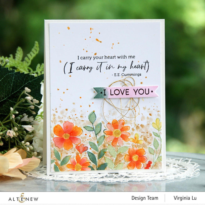 Altenew One-Go Birthday Greetings stamp and die bundle featuring colorful floral and greeting design for celebration cards.