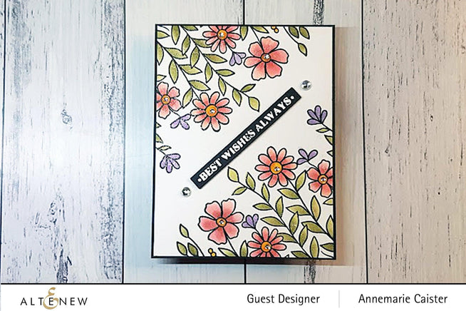 Altenew One-Go Birthday Greetings stamp and die bundle featuring cheerful birthday message designs and coordinating cutting dies.