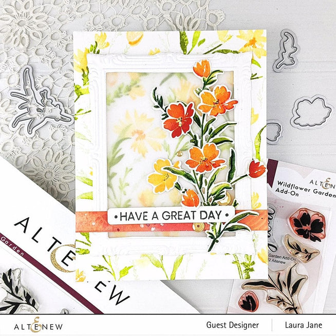 Altenew One-Go Birthday Greetings stamp and die bundle with colorful floral and message designs for birthday cards.