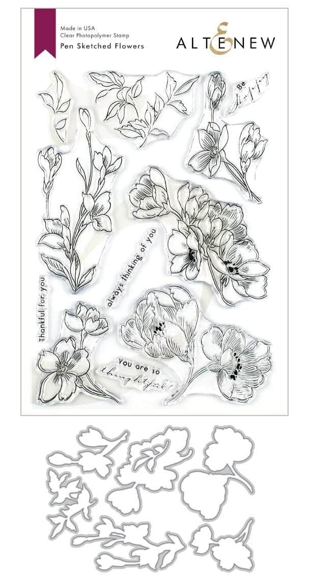 Altenew Stamp & Die Bundle Pen Sketched Flowers Stamp & Die Bundle