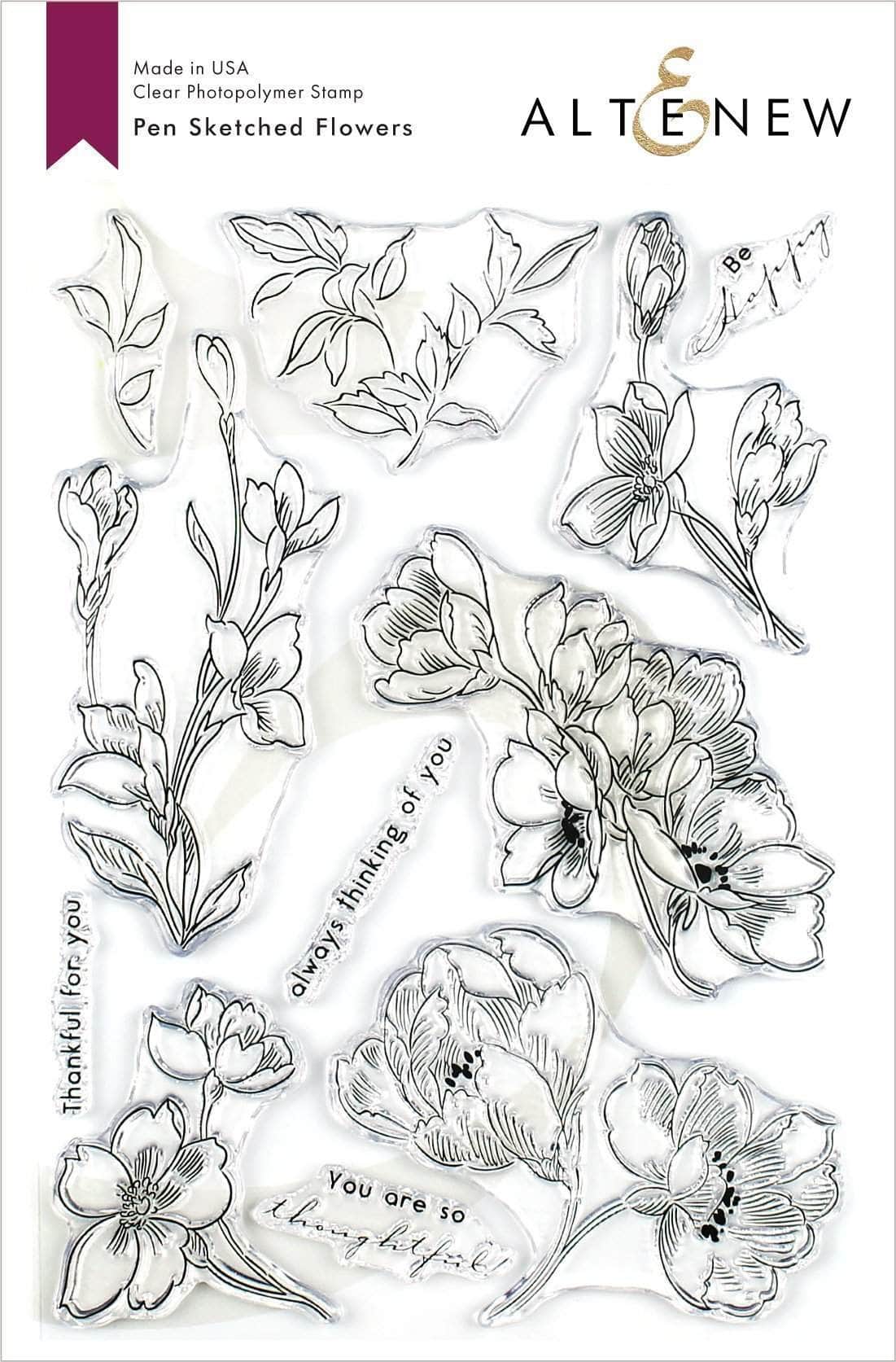 Altenew Stamp & Die Bundle Pen Sketched Flowers
