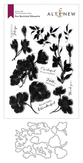 Altenew Stamp & Die Bundle Pen Sketched Silhouette Stamp & Die Bundle