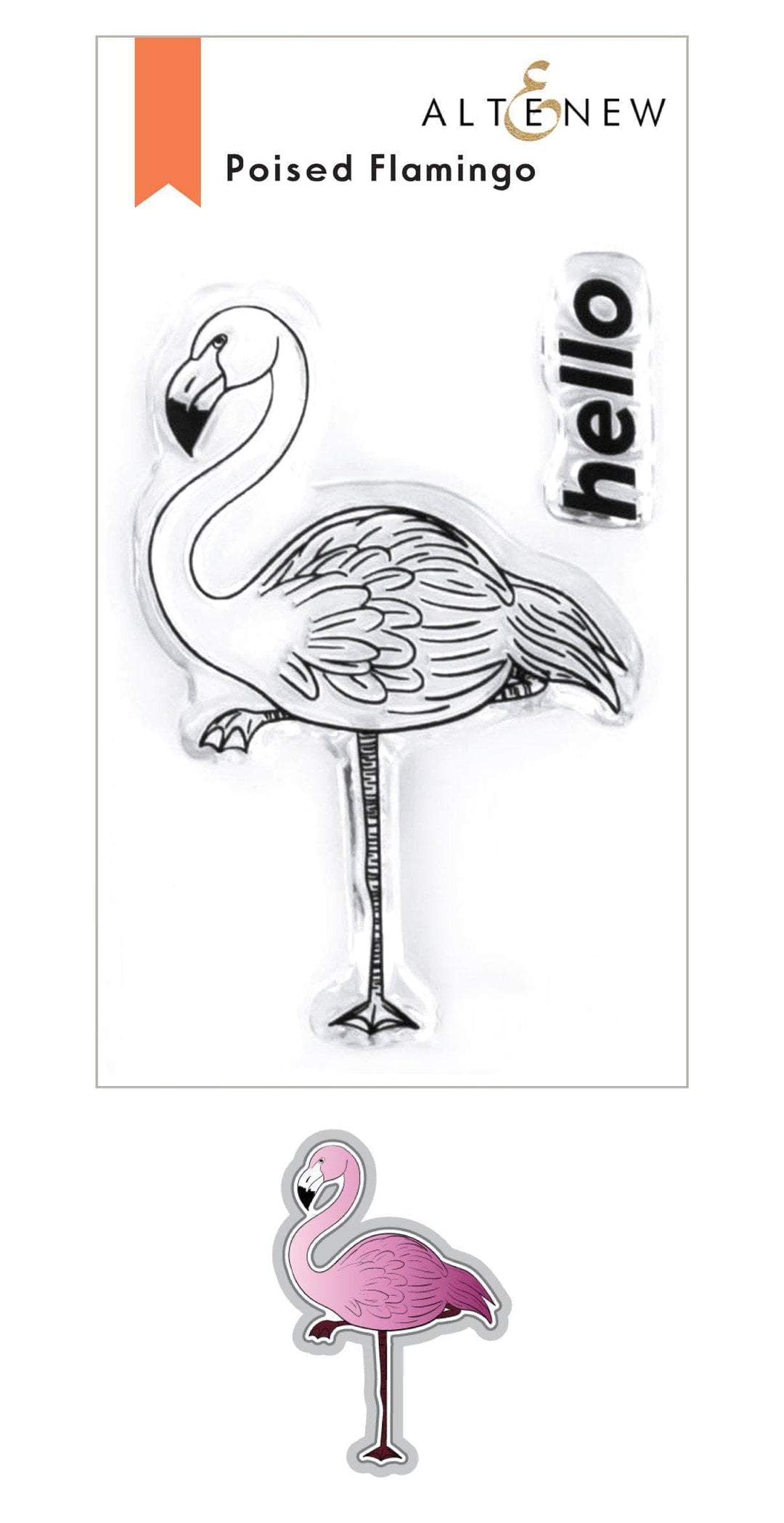 Standing Flamingo Self-Inking Rubber Stamp - 1/2 Inch Mini Stamp With Lime Green Ink