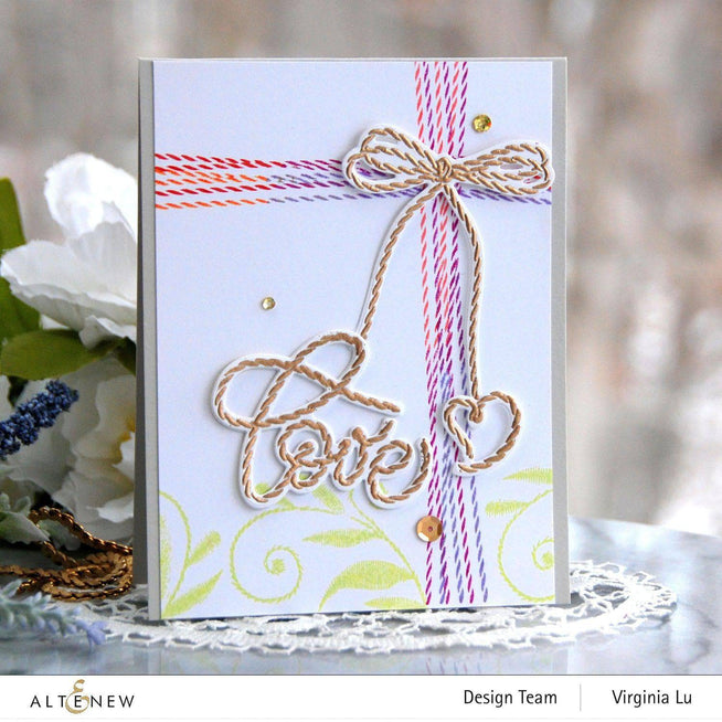 Altenew Tied With Love stamp and die bundle featuring floral designs for card making and crafting projects.