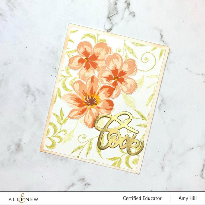Altenew Tied With Love stamp and die bundle featuring floral and script designs for card making and paper crafts.