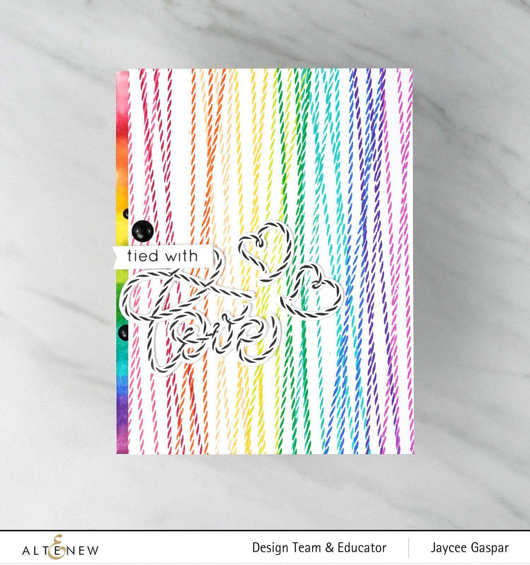 Altenew Tied With Love stamp and die bundle featuring romantic heart and floral designs for card-making and crafting projects.