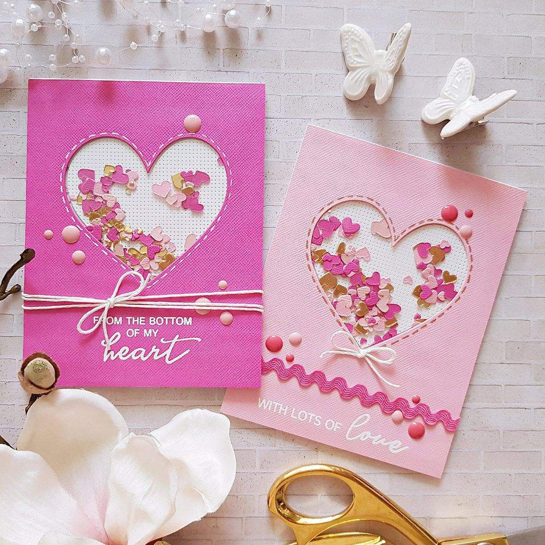 Altenew All the Hearts stamp and die bundle featuring heart-shaped stamps and coordinating dies for crafting projects.
