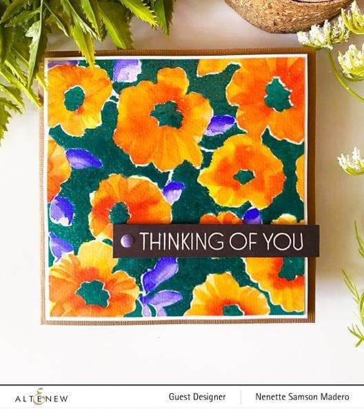 Altenew Bold Floral Drape stamp and die bundle featuring intricate floral designs on clear stamps and metal dies for crafting.