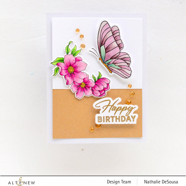 Altenew Dreams Come True Mini Stamp and Die Bundle featuring floral and sentiment designs for crafting projects.