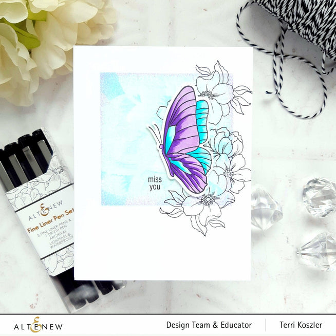 Altenew Dreams Come True Mini Stamp & Die Bundle with floral and sentiment designs for crafting and card making projects.