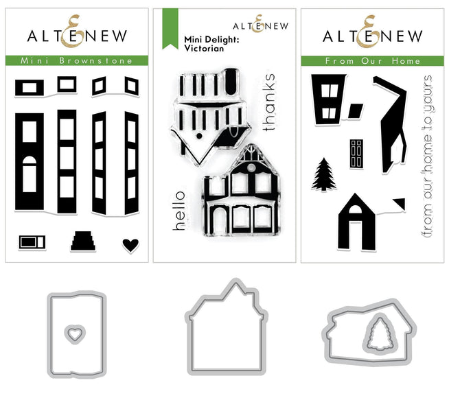 Altenew Every Kind of Home Stamp and Die Bundle with various house and home-themed stamps and coordinating dies.