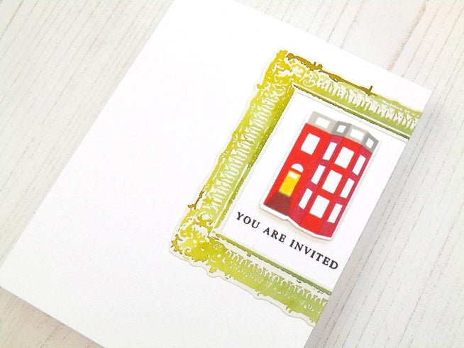 Altenew Every Kind of Home Stamp and Die Bundle featuring assorted house and home-themed stamps and matching metal dies.