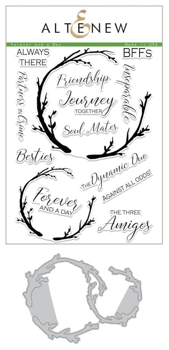 Altenew Forever and a Day Stamp & Die Bundle with floral and sentiment designs for card making and crafts