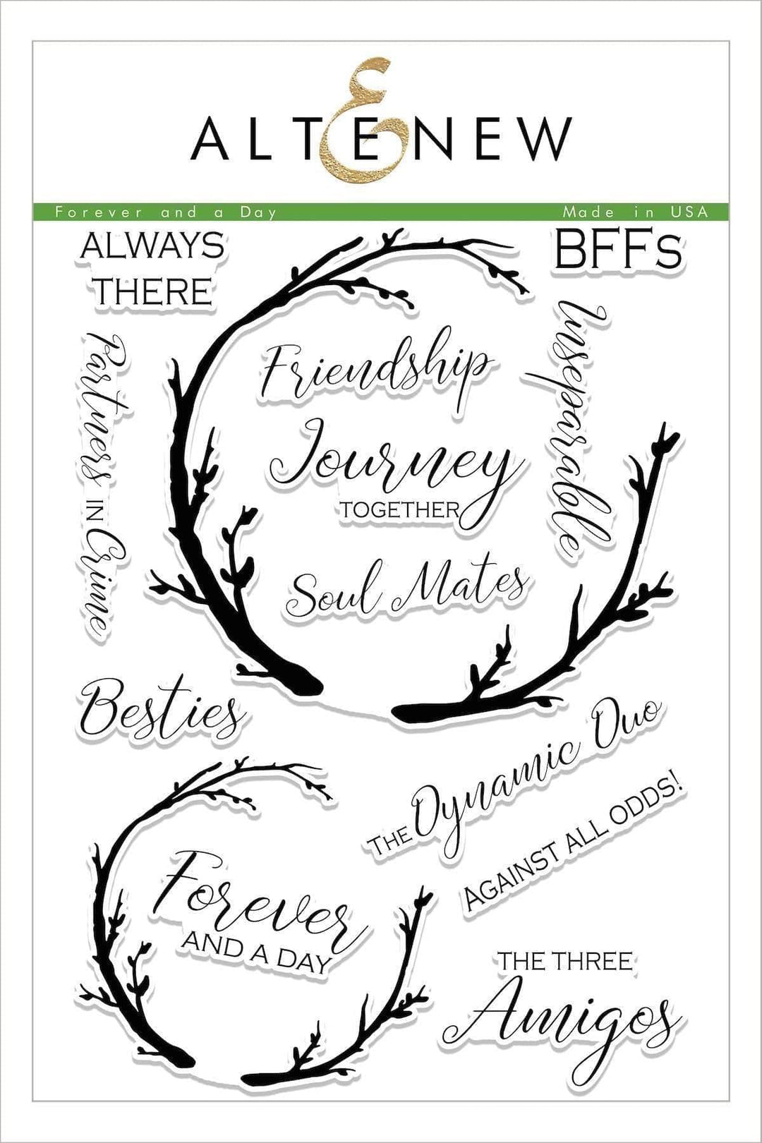 Altenew Forever and a Day Stamp & Die Bundle featuring floral and sentiment designs for creative card making.