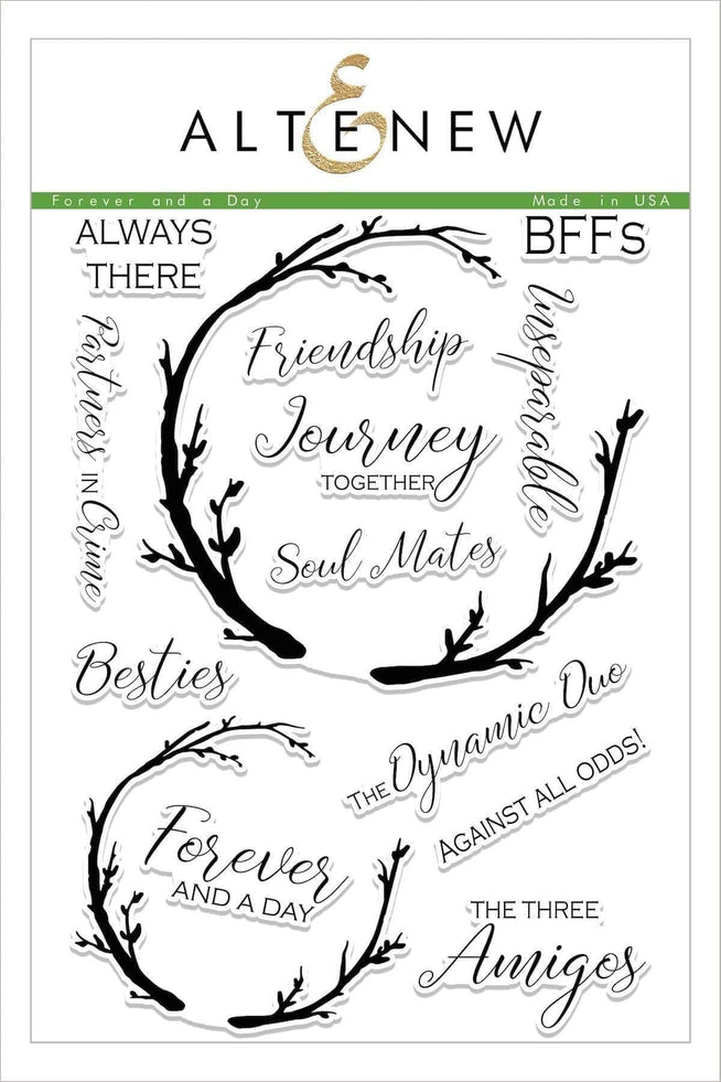 Altenew Forever and a Day Stamp & Die Bundle featuring floral and sentiment designs for creative card making.