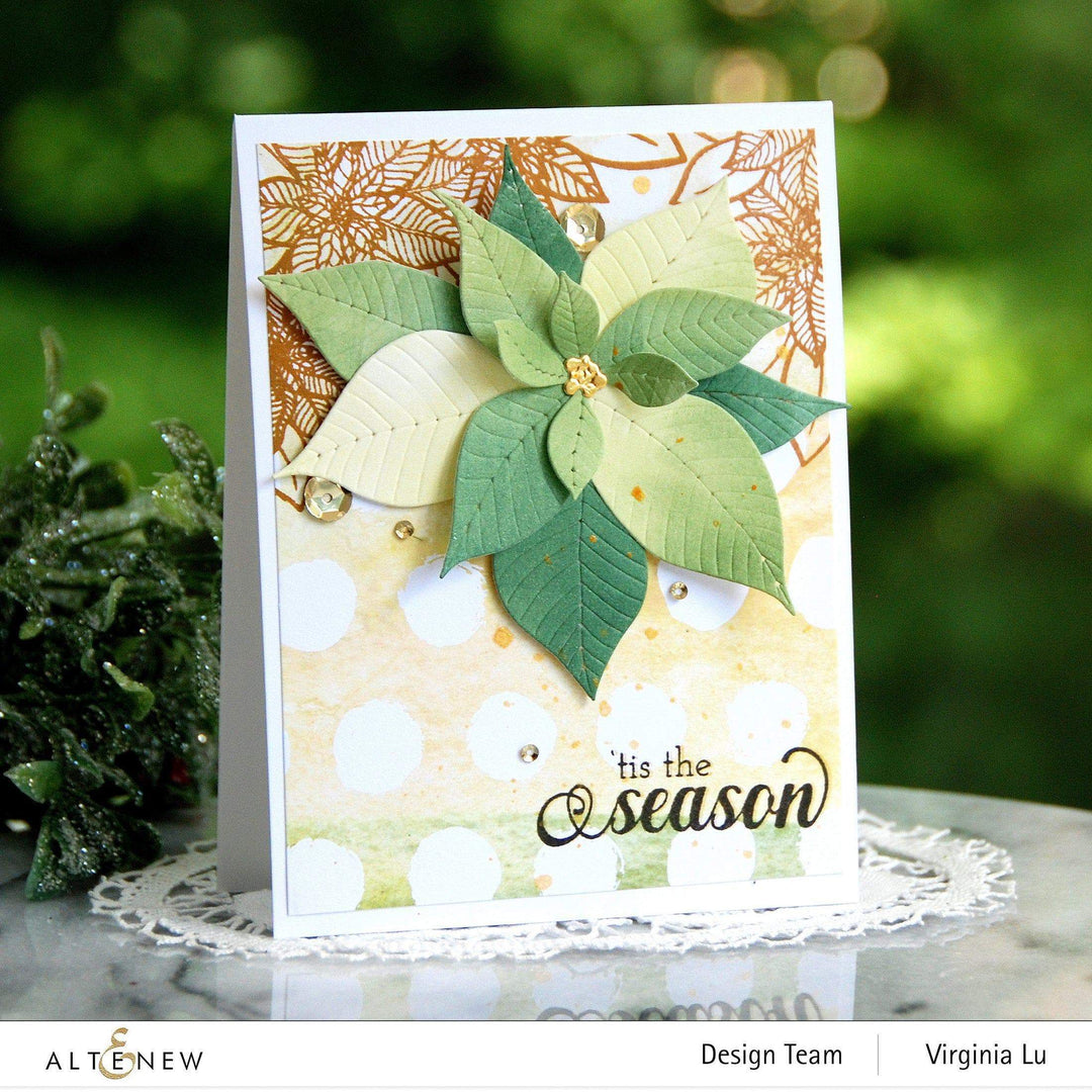 Altenew Holiday Flower Stamp & Die Bundle featuring festive floral designs and matching cutting dies for holiday card making.