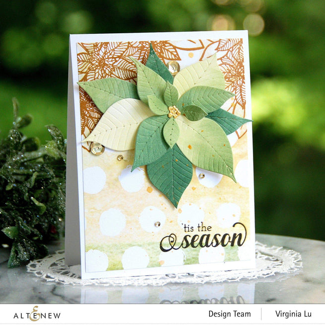 Altenew Holiday Flower Stamp & Die Bundle featuring festive floral designs and matching cutting dies for holiday card making.