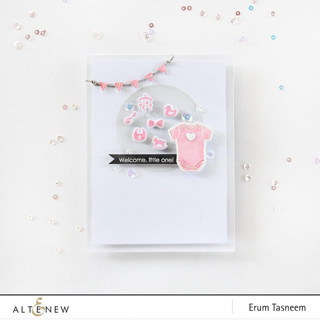 Altenew Little One Stamp & Die Bundle featuring adorable baby-themed stamps and matching dies for crafting projects.