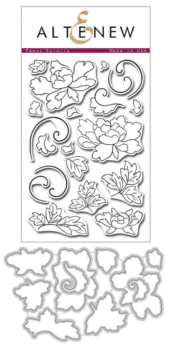 Altenew Stamp & Die Bundle Peony Scrolls Stamp & Die Bundle