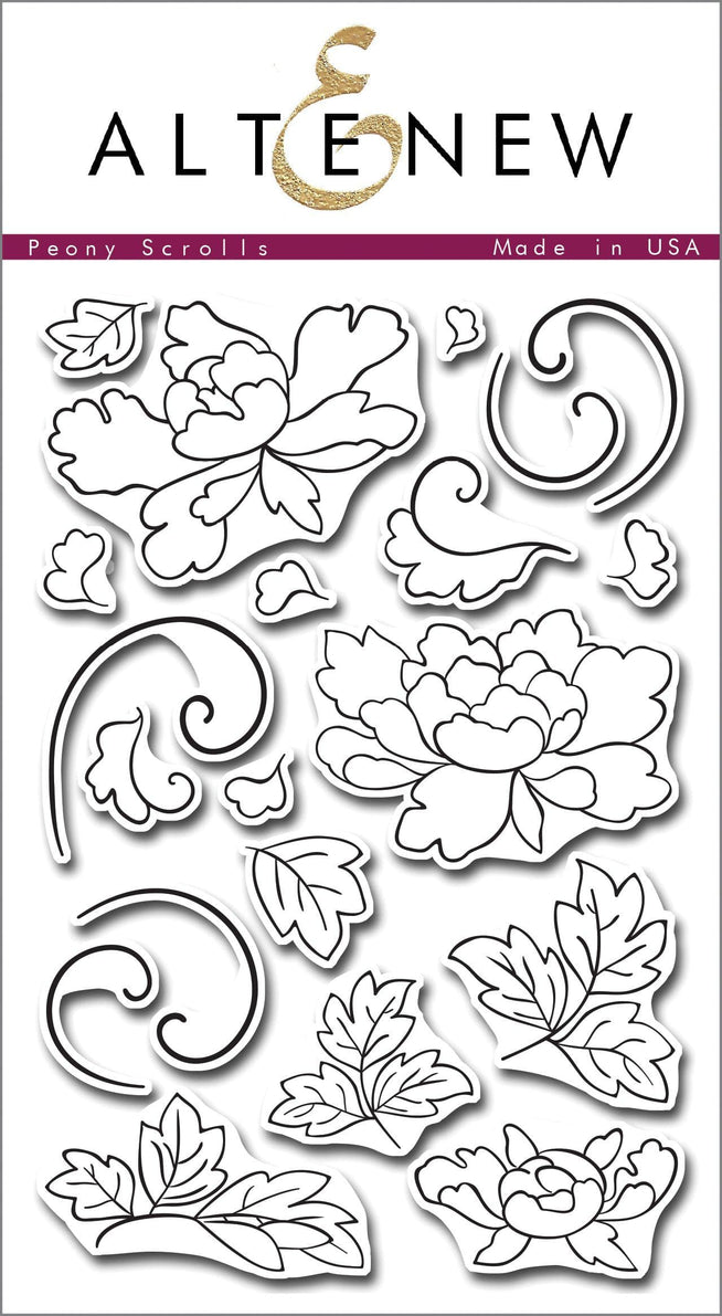 Altenew Stamp & Die Bundle Peony Scrolls Stamp & Die Bundle