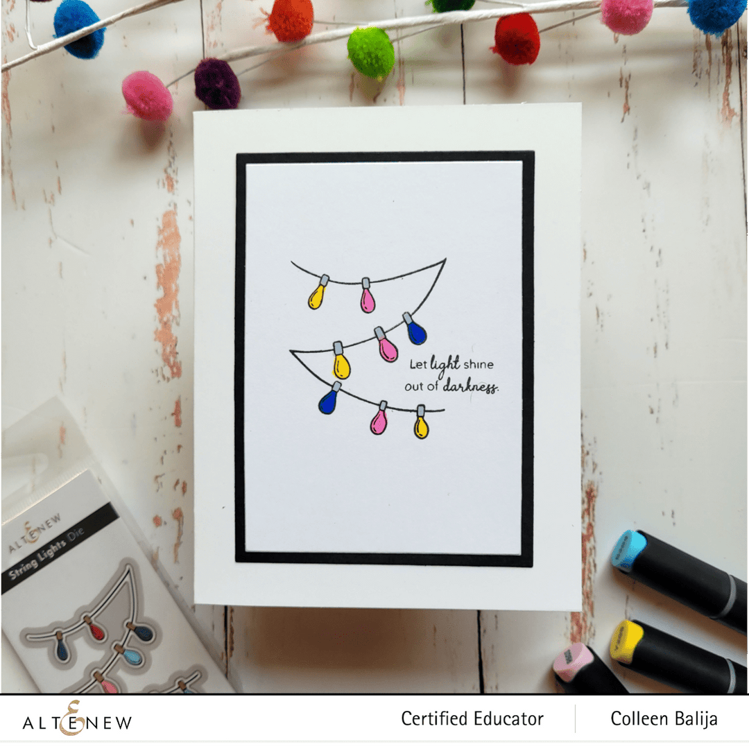 Altenew Sparkle & Shine Mini Stamp & Die Bundle with festive holiday design elements on white background