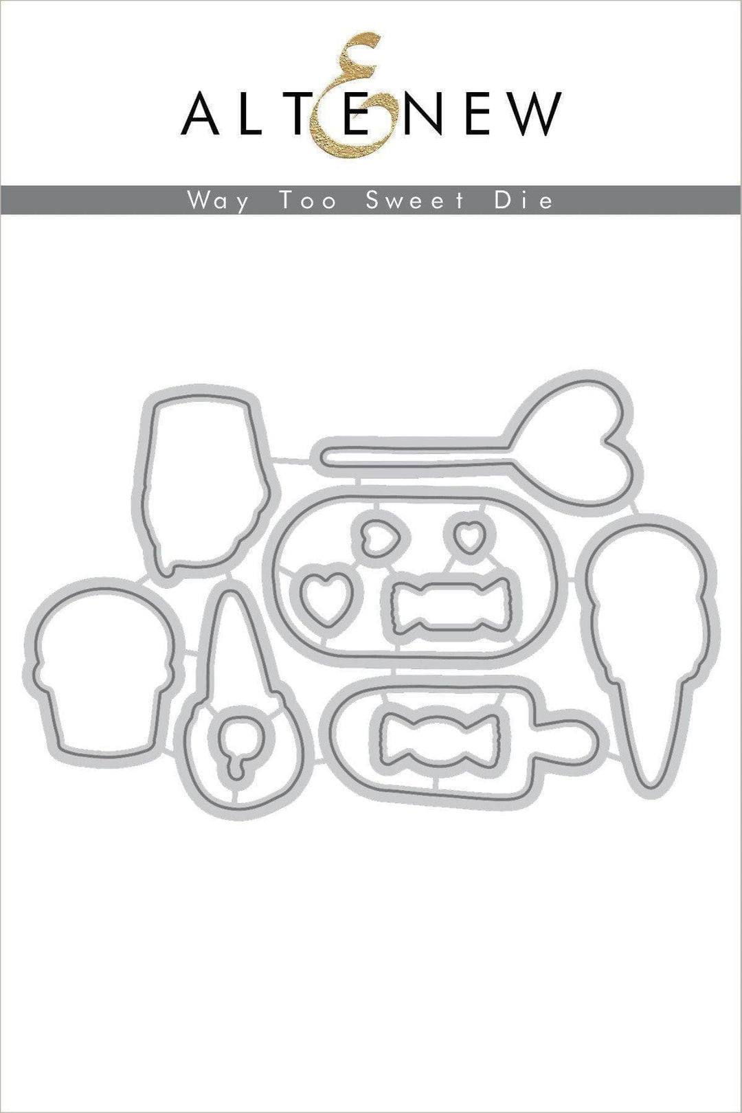 Altenew Way Too Sweet Stamp and Die Bundle featuring floral and playful designs for card making and crafting.
