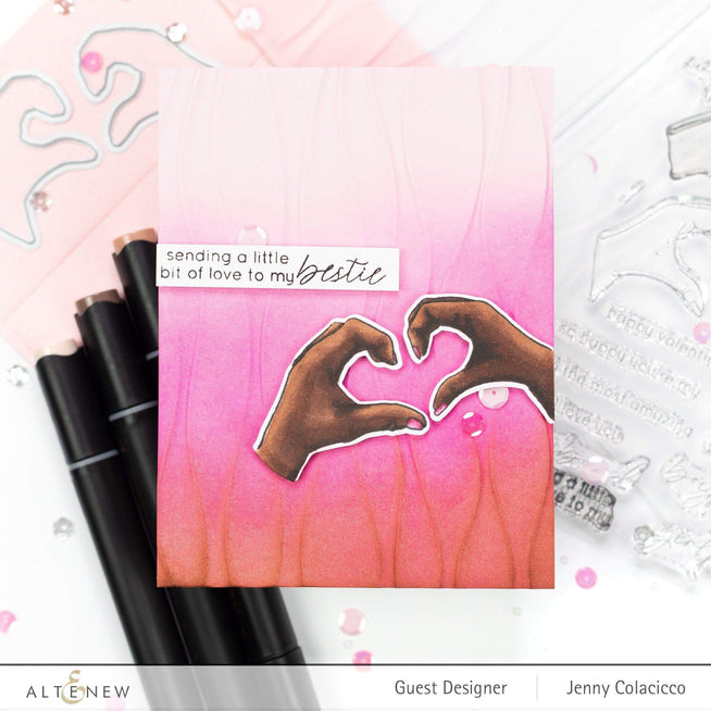 Altenew Stamp & Die & Stencil Bundle A Little Bit of Love Stamp & Die & Coloring Stencil Bundle