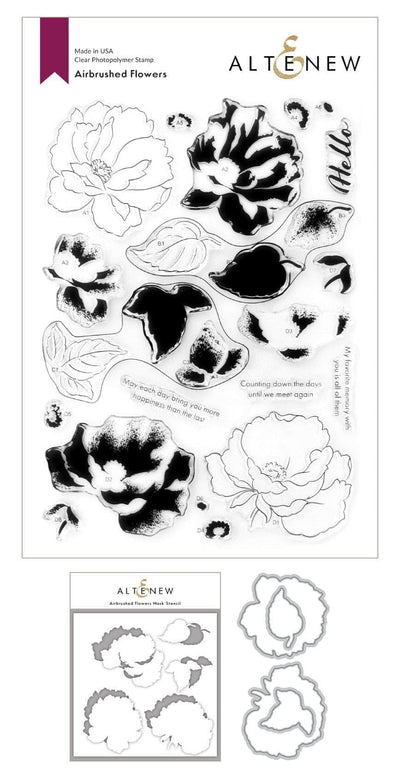 Altenew Stamp & Die & Stencil Bundle Airbrushed Flowers Stamp & Die & Mask Stencil Bundle