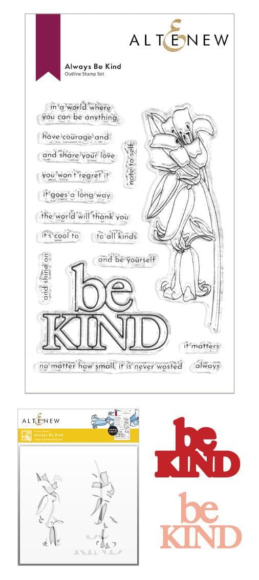 Altenew Stamp & Die & Stencil Bundle Always Be Kind Stamp & Die & Stencil Bundle
