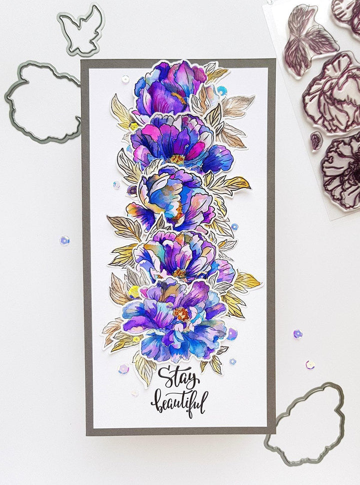 Altenew Stamp & Die & Stencil Bundle Beautiful Peony Stamp & Die & Mask Stencil Bundle