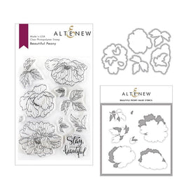 Altenew Stamp & Die & Stencil Bundle Beautiful Peony Stamp & Die & Mask Stencil Bundle