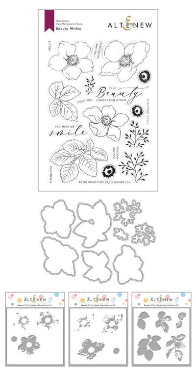 Altenew Stamp & Die & Stencil Bundle Beauty Within Stamp & Die & Coloring Stencil Bundle