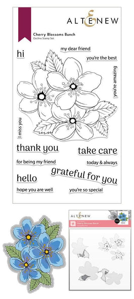 Altenew Stamp & Die & Stencil Bundle Cherry Blossoms Bunch Complete Product Bundle