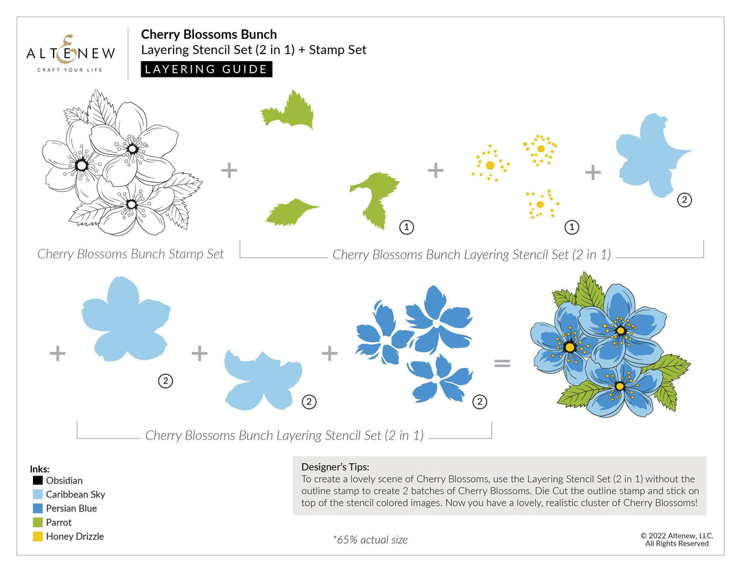 Altenew Stamp & Die & Stencil Bundle Cherry Blossoms Bunch Complete Product Bundle
