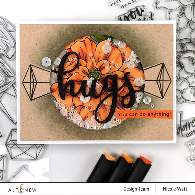Altenew Stamp & Die & Stencil Bundle Courageous You Stamp & Die & Simple Coloring Stencil Bundle