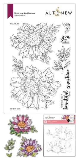 Altenew Stamp & Die & Stencil Bundle Dancing Sunflowers Complete Bundle