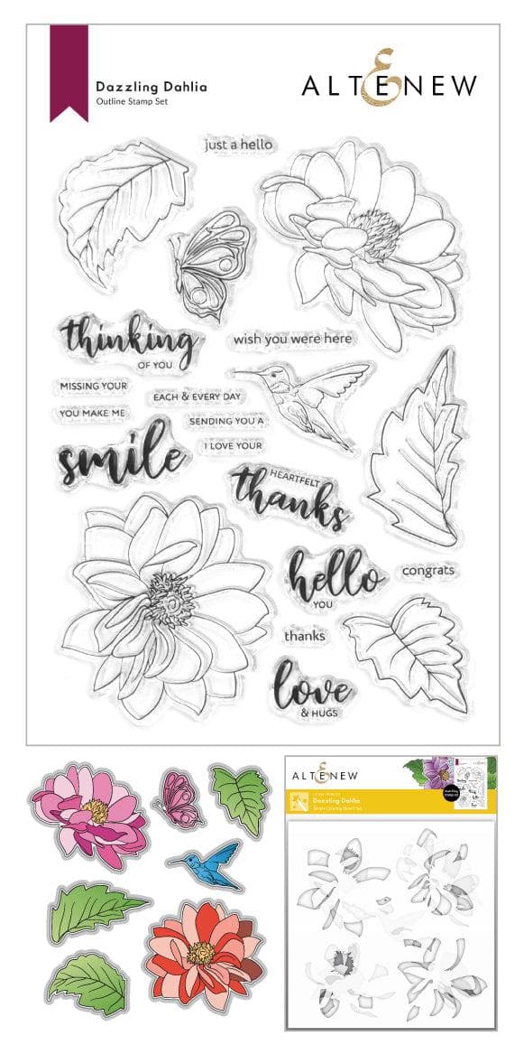 Altenew Stamp & Die & Stencil Bundle Dazzling Dahlia Stamp & Die & Stencil Bundle