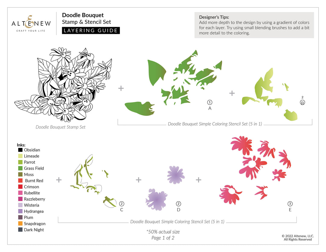 Altenew Stamp & Die & Stencil Bundle Doodle Bouquet Complete Bundle