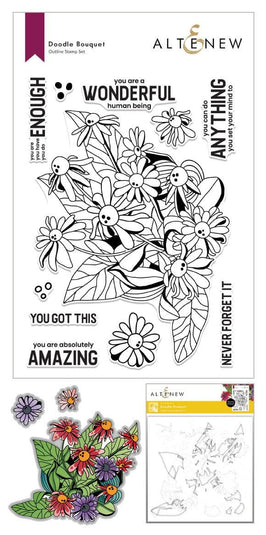 Altenew Stamp & Die & Stencil Bundle Doodle Bouquet Complete Bundle