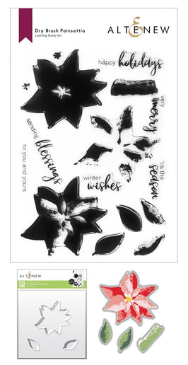 Altenew Stamp & Die & Stencil Bundle Dry Brush Poinsettia Stamp & Die & Stencil Bundle