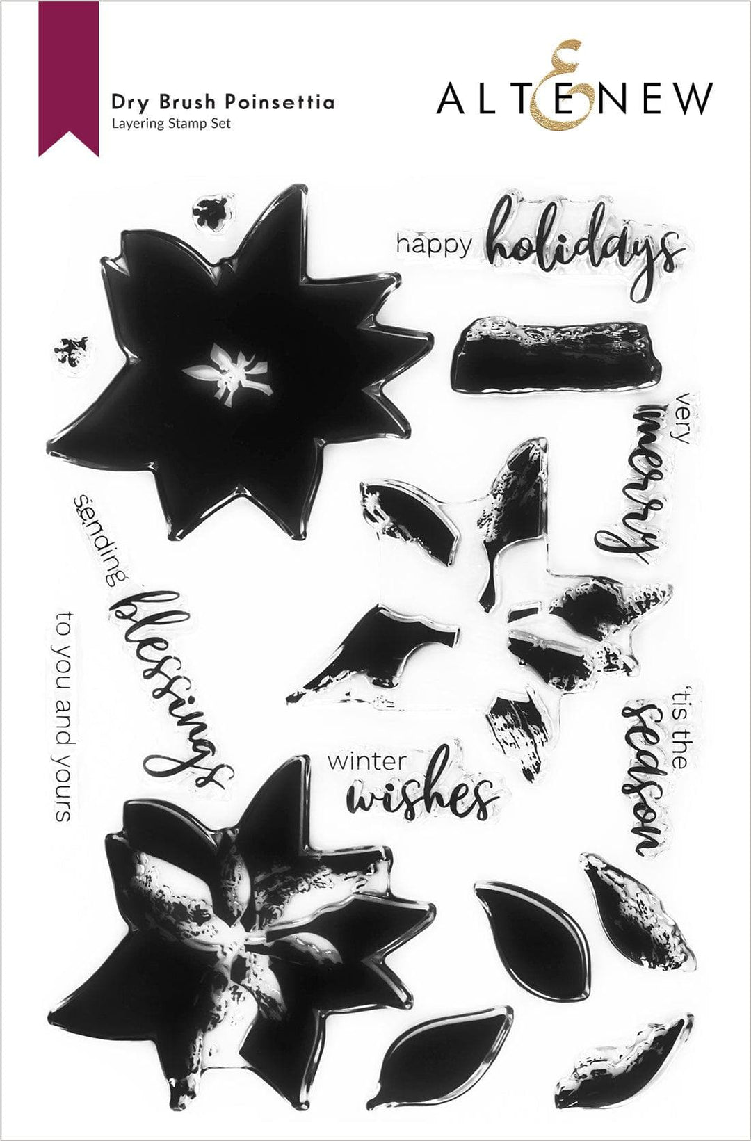 Altenew Stamp & Die & Stencil Bundle Dry Brush Poinsettia Stamp & Die & Stencil Bundle