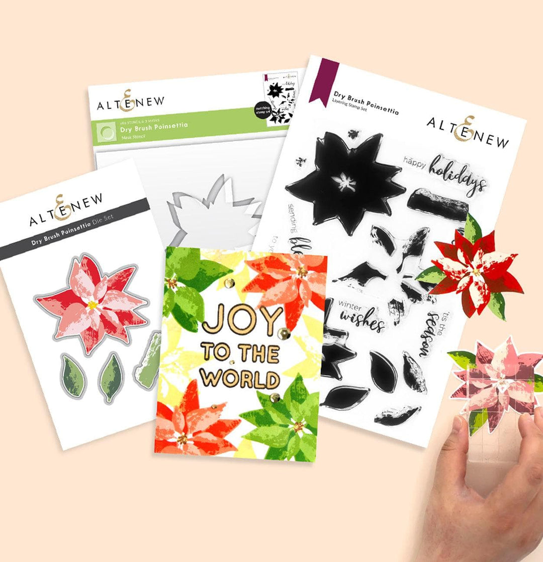 Altenew Stamp & Die & Stencil Bundle Dry Brush Poinsettia