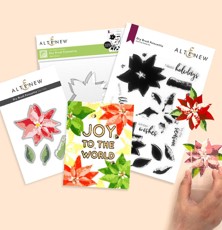 Altenew Stamp & Die & Stencil Bundle Dry Brush Poinsettia