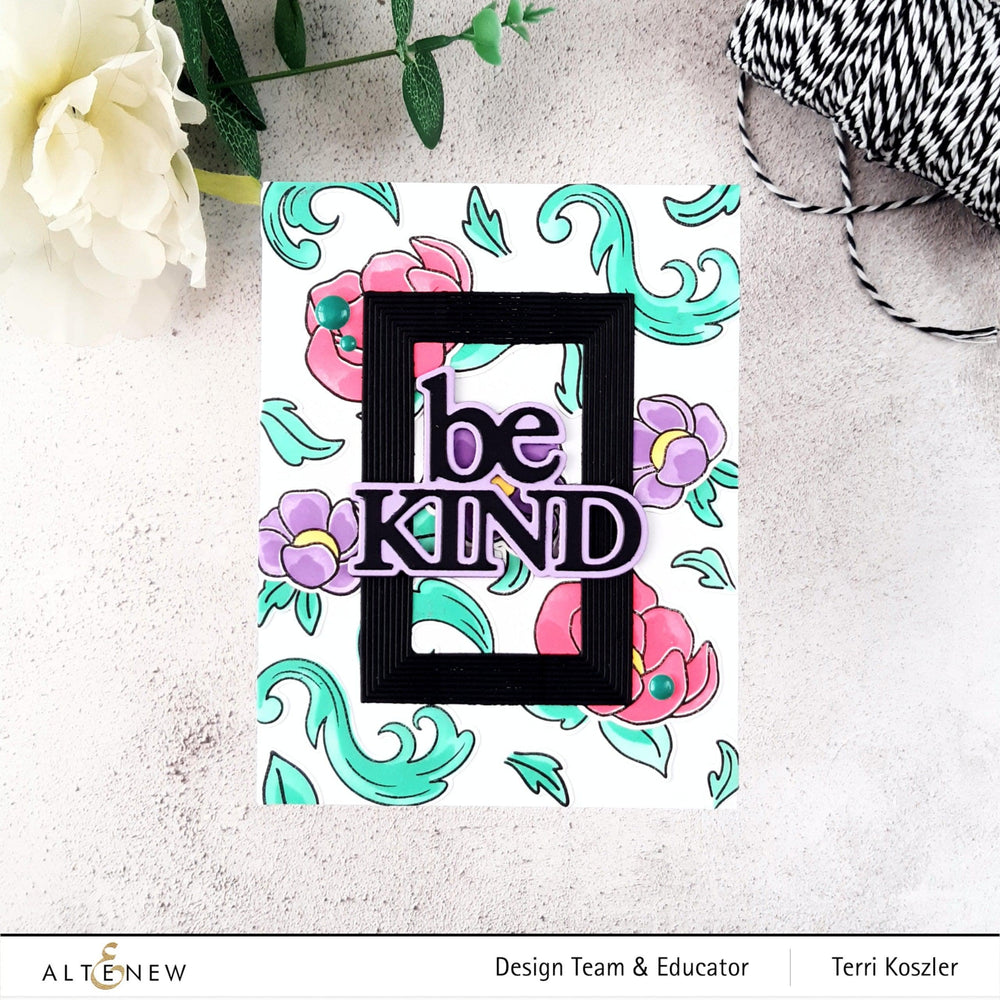 Altenew Stamp & Die & Stencil Bundle Enamel Flowers