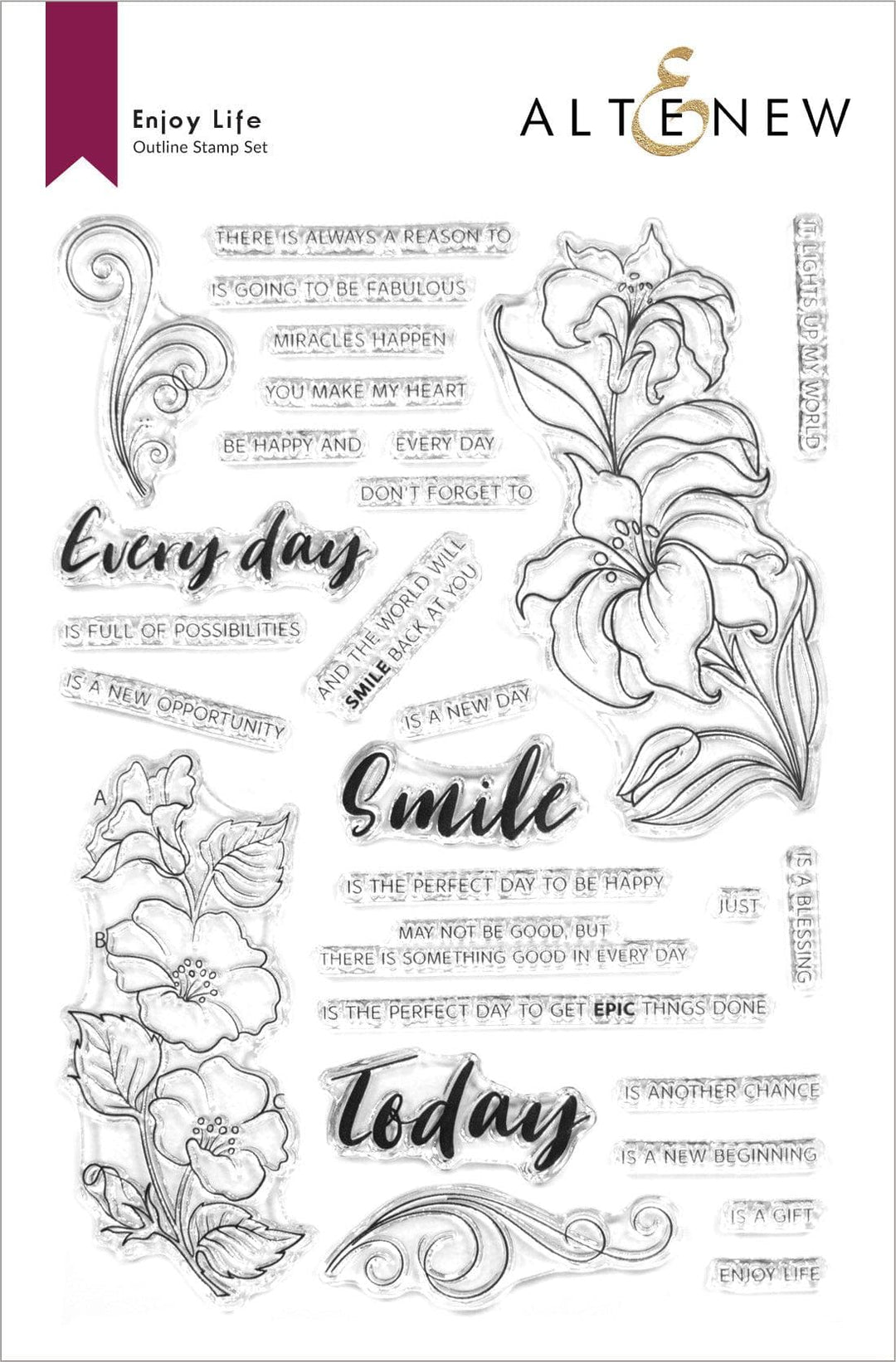 Altenew Stamp & Die & Stencil Bundle Enjoy Life Stamp & Die & Stencil Bundle