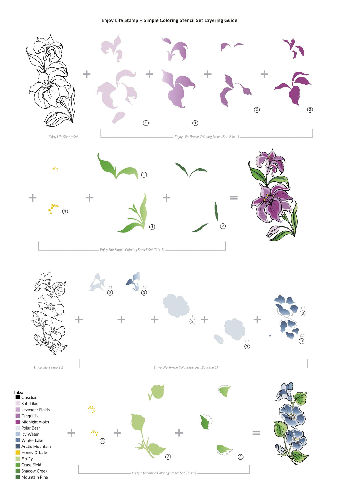 Altenew Stamp & Die & Stencil Bundle Enjoy Life Stamp & Die & Stencil Bundle