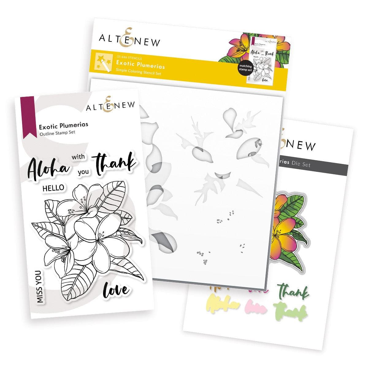 Exotic Plumerias Stamp & Die & Stencil Bundle | Altenew