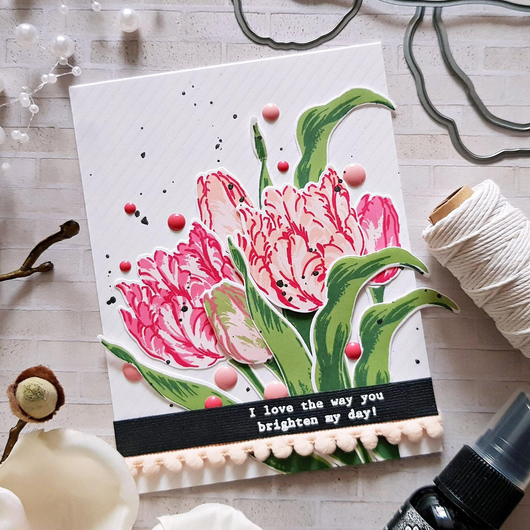 Altenew Stamp & Die & Stencil Bundle Exotic Tulips Stamp & Die & Mask Stencil Bundle
