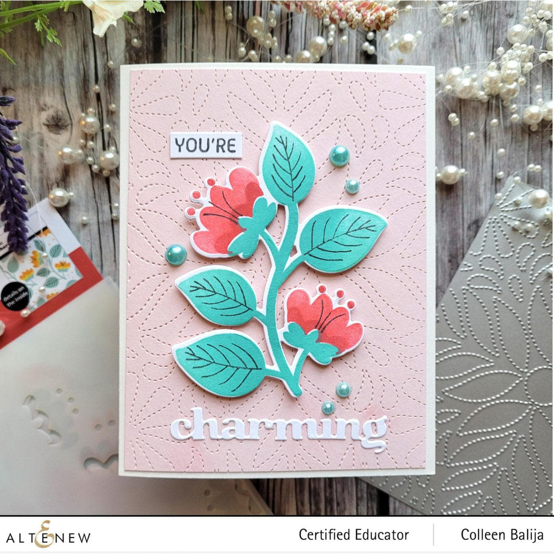 Altenew Stamp & Die & Stencil Bundle Folk Flowers Stamp & Die & Stencil Bundle
