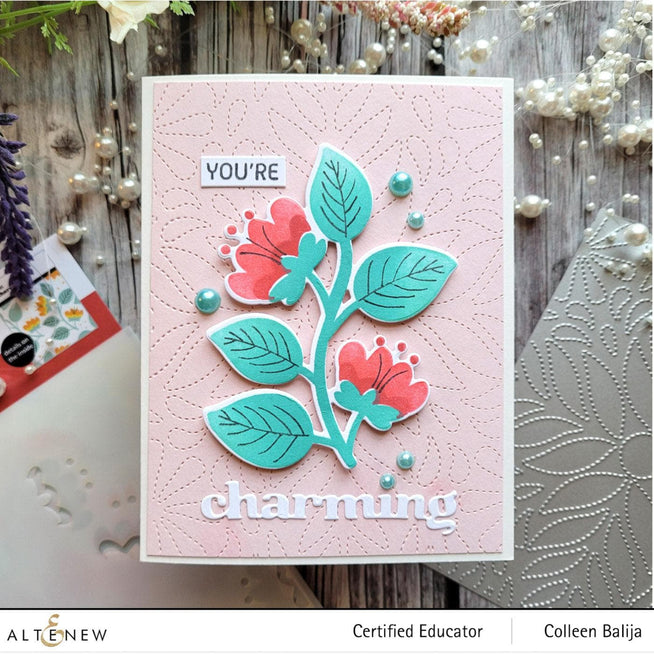 Altenew Stamp & Die & Stencil Bundle Folk Flowers Stamp & Die & Stencil Bundle